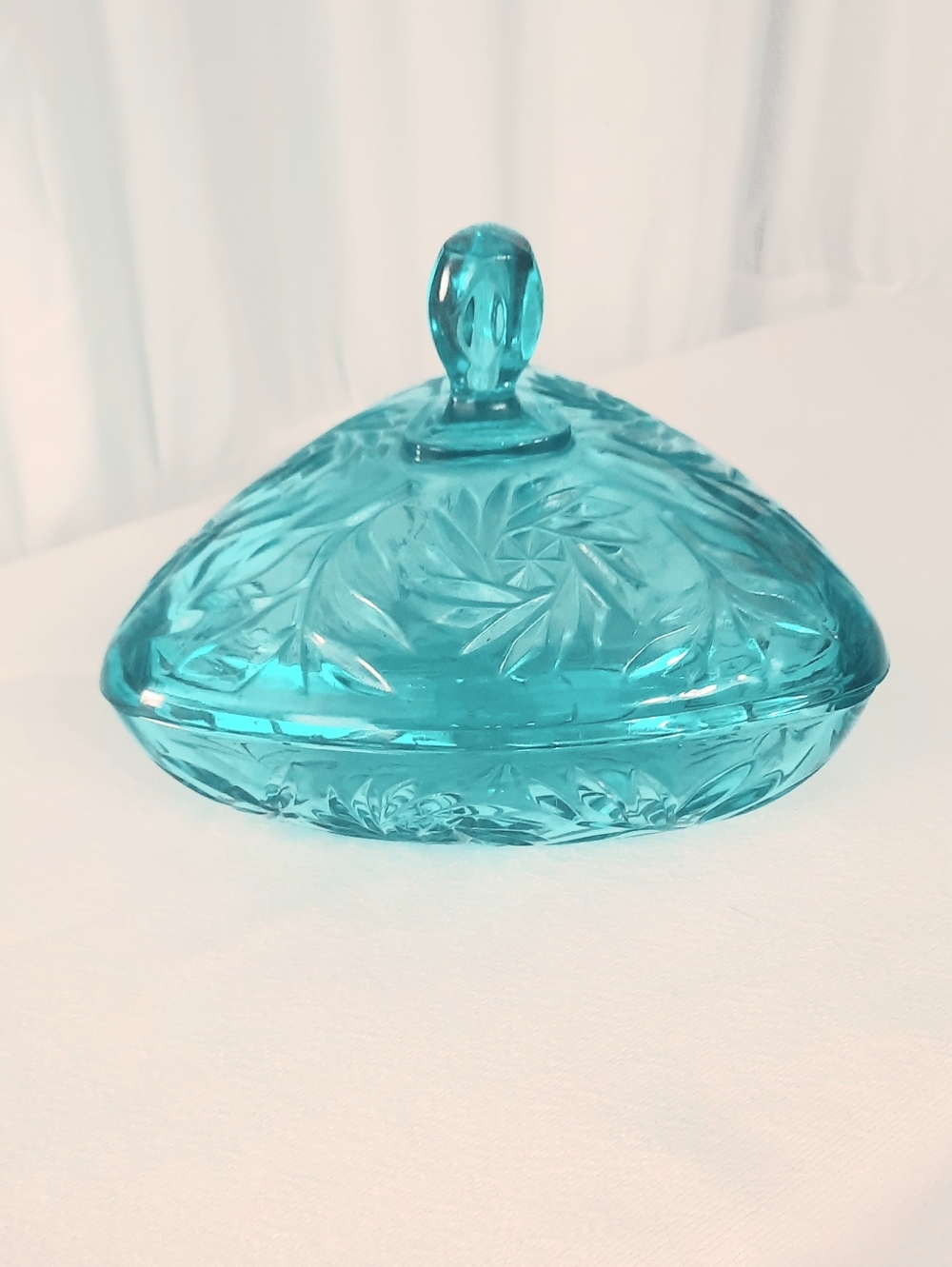 Hazel-Atlas Blue Colony Capri Glass Dish Turquoise Vintage